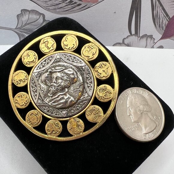 Sir Peter Paul Rubens Coin Zodiac Dial Brooch by Solomon Freirich - Picture 4 of 5